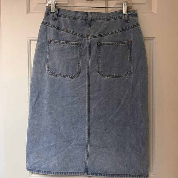 NWT Happily Grey Button Front Denim Midi Skirt - Picture 8 of 12
